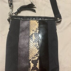 Coach Black Signature Python Leather Crossbody Swingpack Bag